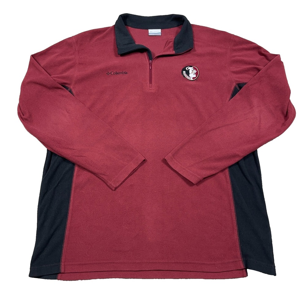 Florida State Seminoles Sweater Men‎ Large Red Pullover Quarter 1/4 Zip Fleece